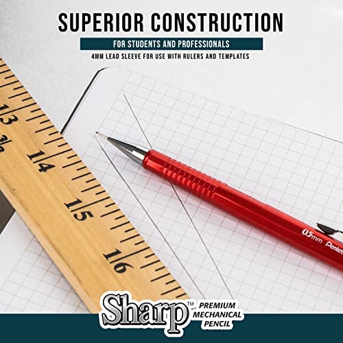 Pentel قلم رصاص ميكانيكي بنتل شارب، (0.9 مم)، خط عريض، برميل أصفر، عبوة من 4 (P209PF4G) - Image 4