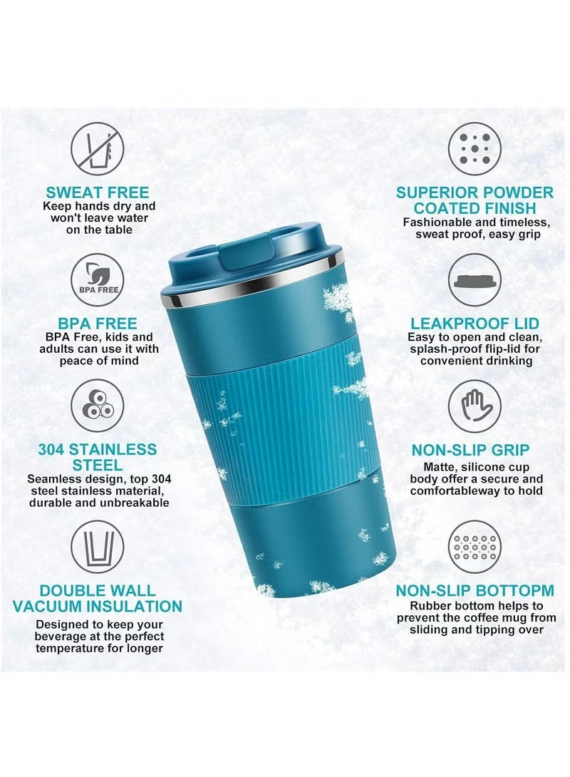 Arabest 510ml Stainless Steel Coffee Cup, Vacuum Insulated Travel Mug for Home Office Outdoor Works Great for Ice Drinks and Hot Beverage（Blue）  - Image 2