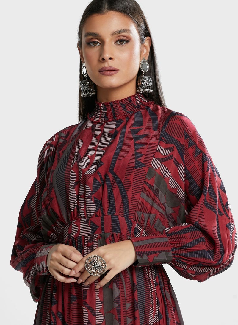 ريتو كومار فستان بياقة عالية واكمام بالون - Image 3