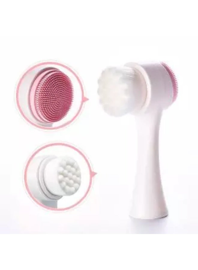 Manual Facial Cleansing Brush, 2-in-1 Skin Care face Brush, Silicone Facial Scrubber Manual Dual Face Wash Brush for Deep Pore Exfoliation Massaging (multi color) 1PCs - Image 4