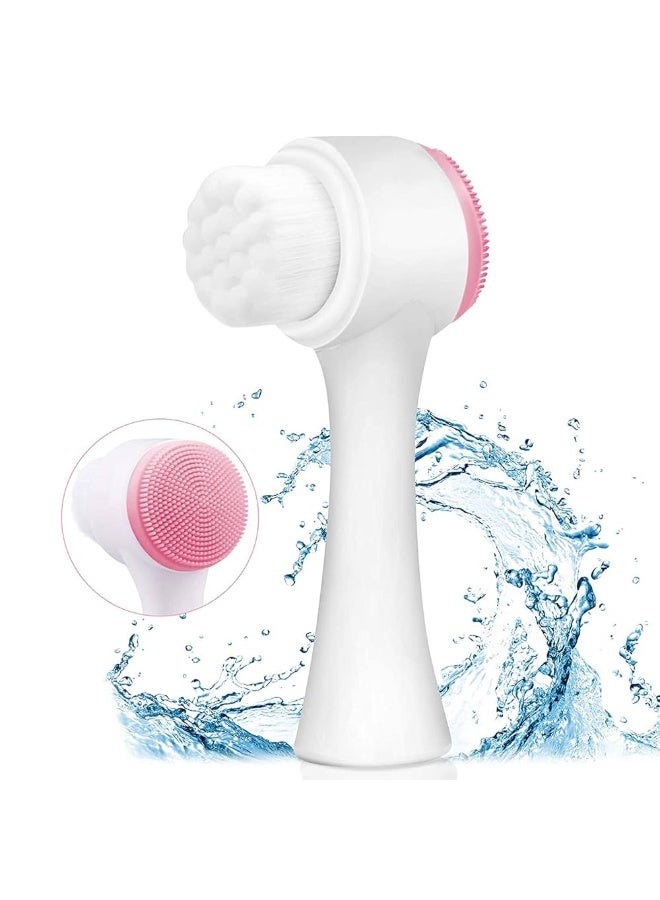 Manual Facial Cleansing Brush, 2-in-1 Skin Care face Brush, Silicone Facial Scrubber Manual Dual Face Wash Brush for Deep Pore Exfoliation Massaging (multi color) 1PCs - Image 3