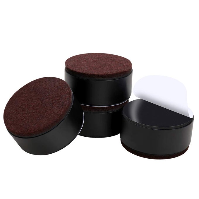 12 INCH BED AND FURNITURE RISERS HEAVY DUTY ROUND SOFA TABLES COUCH CHAIR RISERS WIDTH 24ADDS 12 HEIGHT SUPPORTS 20000 LBS PROTECT CARPET FLOORS FROM SCRATCHES4 PACK BLACK