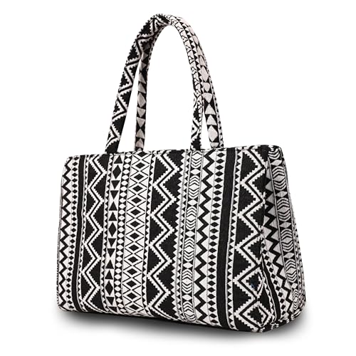 Glowic Totebag | 15 L capacity bag for office, casual and daily use | 1 big compartment and 1 small pocket with zipper clouser | Multicolor cotton fabric bag (Multicolor9) - Image 1
