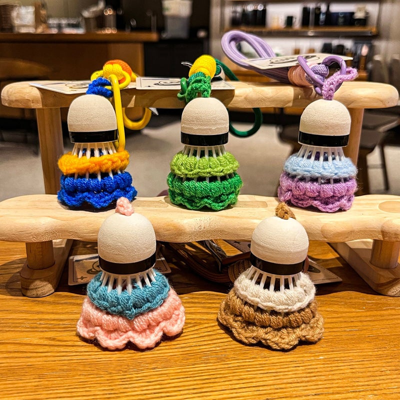 Macaron Plush Badminton Keychain Cartoon Couple Bag Charm Gift - Image 2