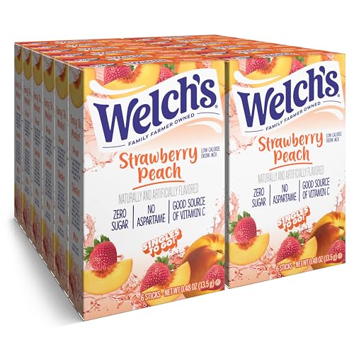 SINGLES TO GO! Welchs Singles To Go Water Drink Mix Powder Sticks Strawberry Peach 048 Ounce Pack of 12 - Image 1