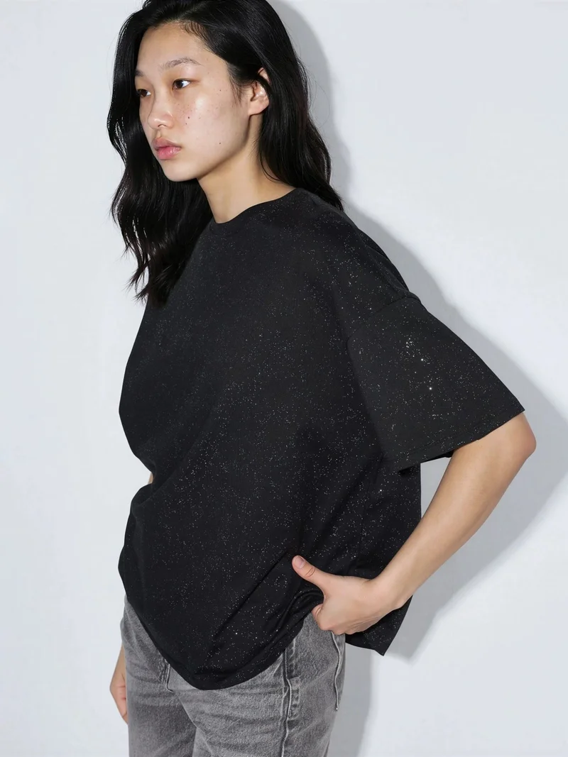 Busem BUSEM Sequin Crew Neck Short Sleeve T-Shirt