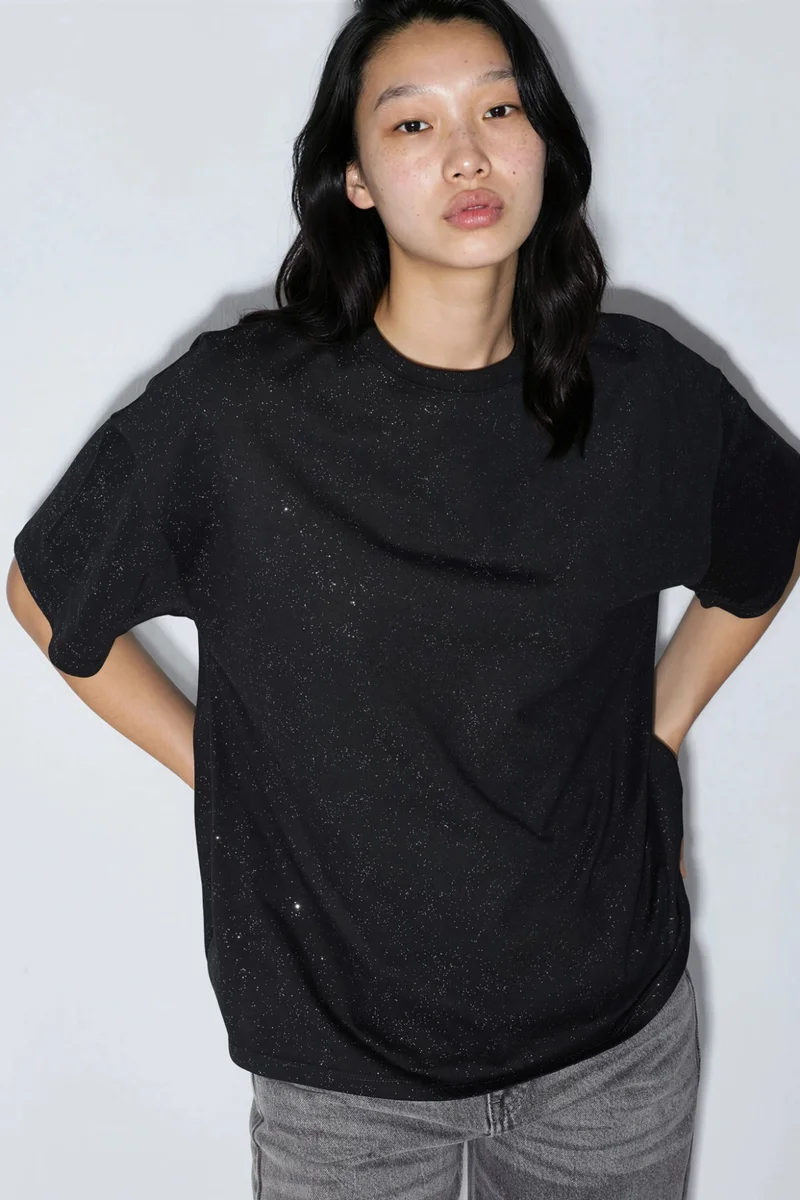 Busem BUSEM Sequin Crew Neck Short Sleeve T-Shirt