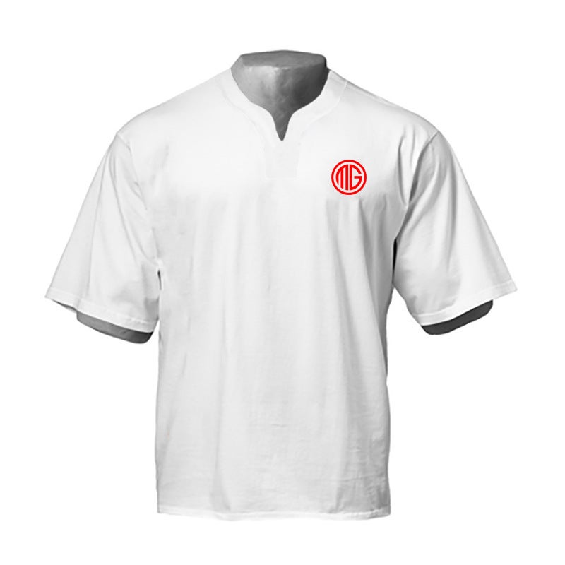Fitness Loose Plus Size Short Sleeve Moisture Wicking Basketball Training Breathable Half Sleeve Casual Workout Clothes Sports V-Neck T-Shirt - Image 1