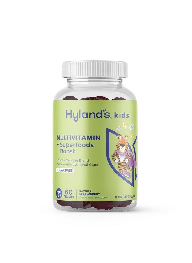 Hyland's Kids Multivitamin + Superfoods Boost, Sugar Free Natural Strawberry Flavored Gummies with Fruits & Veggies Blend, 60ct Bottle - Image 1