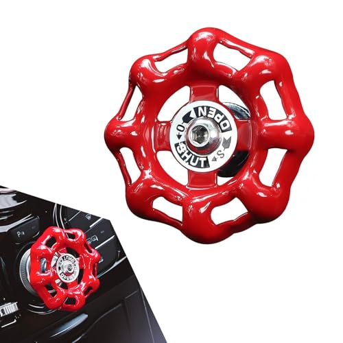 Dogary Car Rotary Knob Decor Metal Retro Valve Handwheel One Click Start Decor Trim SelfAdhesive Engine Start Stop Knob Protector Universal for Most Cars Red - Image 1