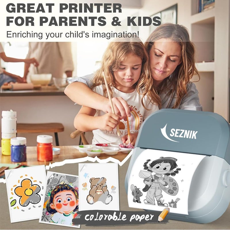 SEZNIK Mini Printer, Inkless, Thermal, Bluetooth, Portable Printer, Compatible Android, iOS Mobile. 1 Year Warranty (EON-PhantomBlue) - Image 5