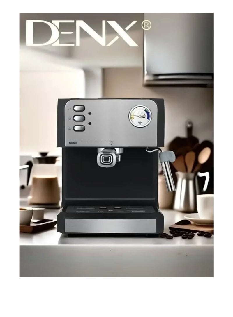 Dinex Denx Professional Home Espresso Machine, 1.6L Capacity, 850W Power, with Milk Frother and Analog Thermometer, Stainless Steel Body - Image 5
