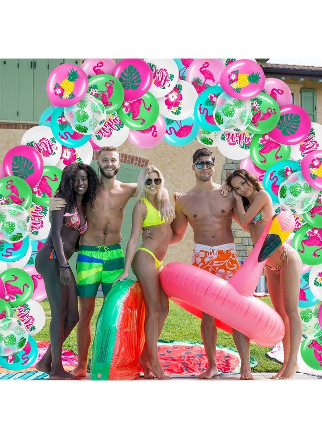 Zhanmai 50 Pcs Hawaiian Party Balloon Decorations, Aloha Tropical Luau Latex Balloons for Hawaiian Luau Party Summer Beach Birthday Tiki Bar Wedding Supplies(Flamingo) - Image 4