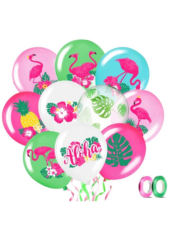 Zhanmai 50 Pcs Hawaiian Party Balloon Decorations, Aloha Tropical Luau Latex Balloons for Hawaiian Luau Party Summer Beach Birthday Tiki Bar Wedding Supplies(Flamingo) - Image 1