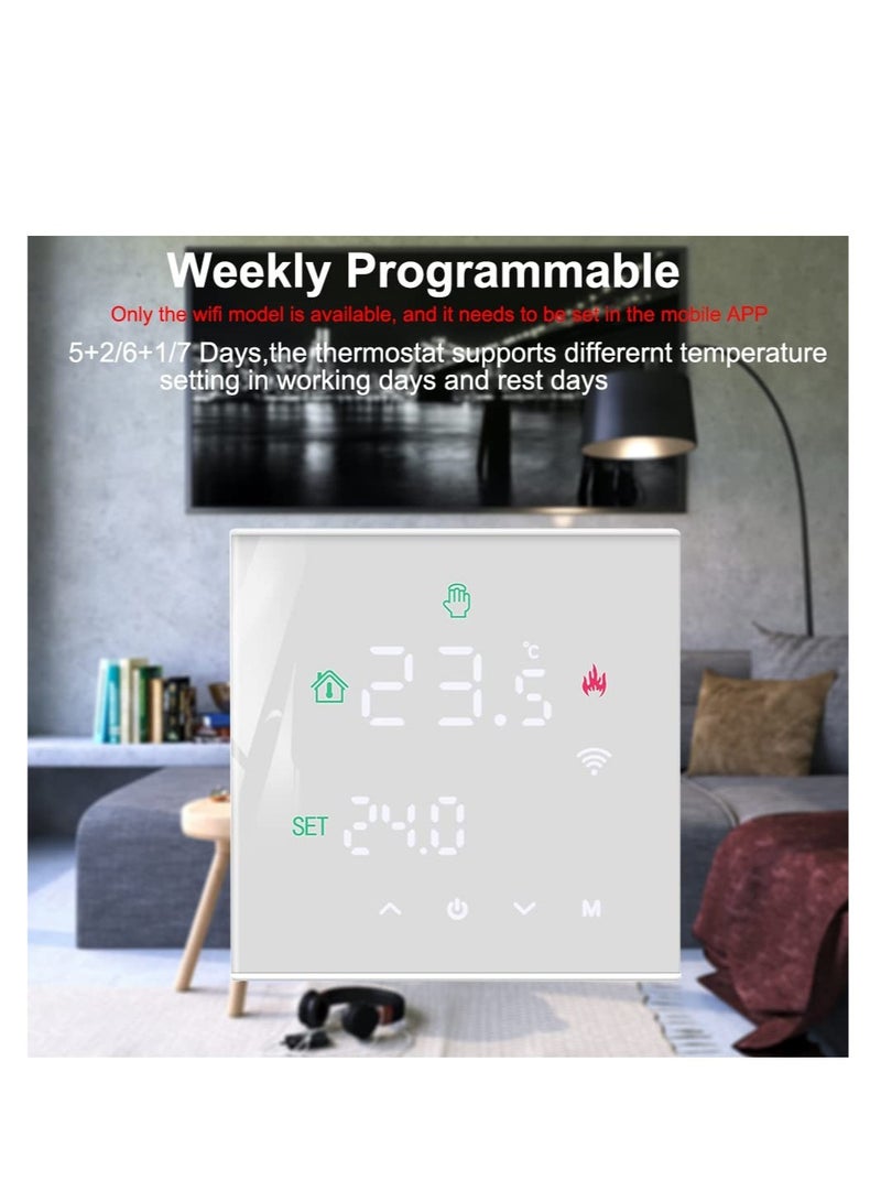 Smart Thermostat, Programmable Temperature Controller, Support WiFi connection and touch screen, for Electric Heating/Gas Boiler, Save Energy and Costs (White) - Image 5