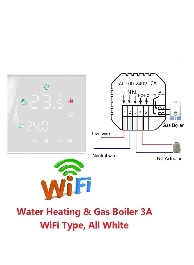 Smart Thermostat, Programmable Temperature Controller, Support WiFi connection and touch screen, for Electric Heating/Gas Boiler, Save Energy and Costs (White) - Image 3