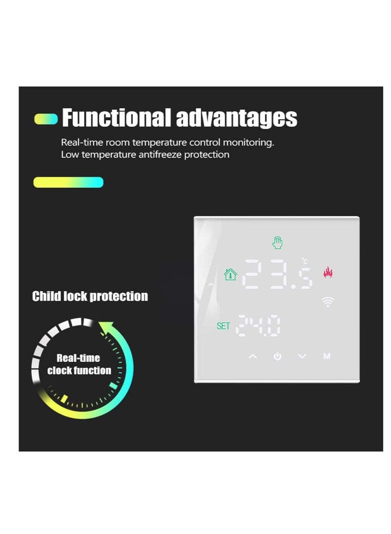 Smart Thermostat, Programmable Temperature Controller, Support WiFi connection and touch screen, for Electric Heating/Gas Boiler, Save Energy and Costs (White) - Image 4