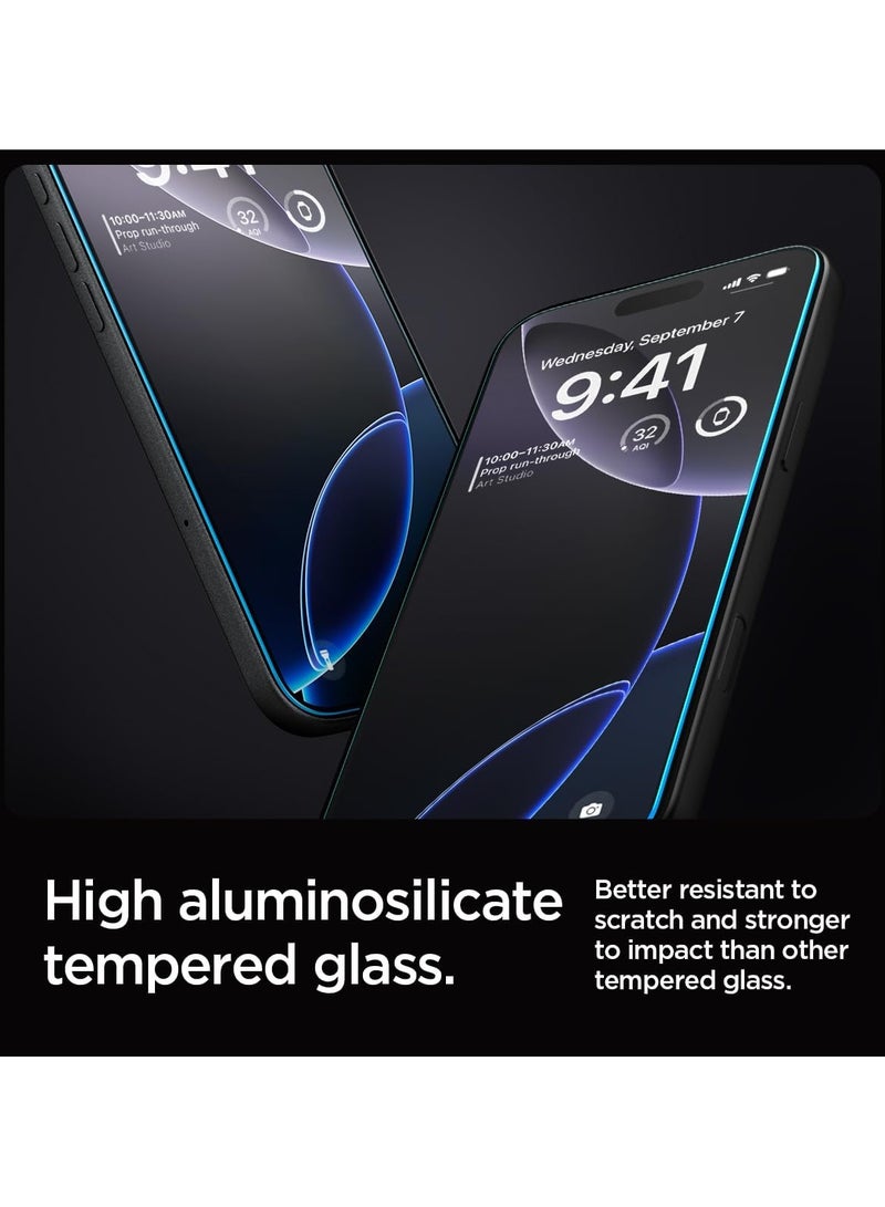 GUDOO قطعتان من واقي الشاشة GLAStR EZ FIT المصمم خصيصًا لهاتف iPhone 16 PRO (2024) من الزجاج المقوى الفاخر - جراب مناسب مع حماية المستشعر - Image 3