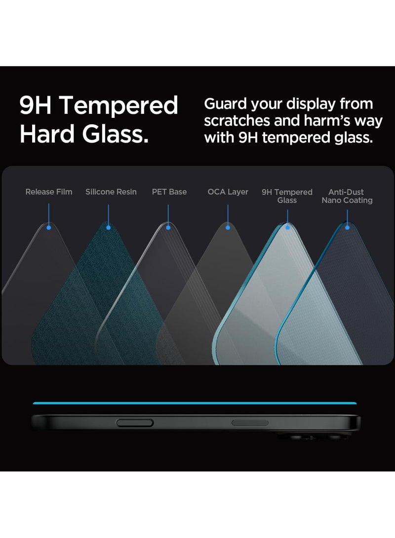 GUDOO قطعتان من واقي الشاشة GLAStR EZ FIT المصمم خصيصًا لهاتف iPhone 16 PRO (2024) من الزجاج المقوى الفاخر - جراب مناسب مع حماية المستشعر - Image 4