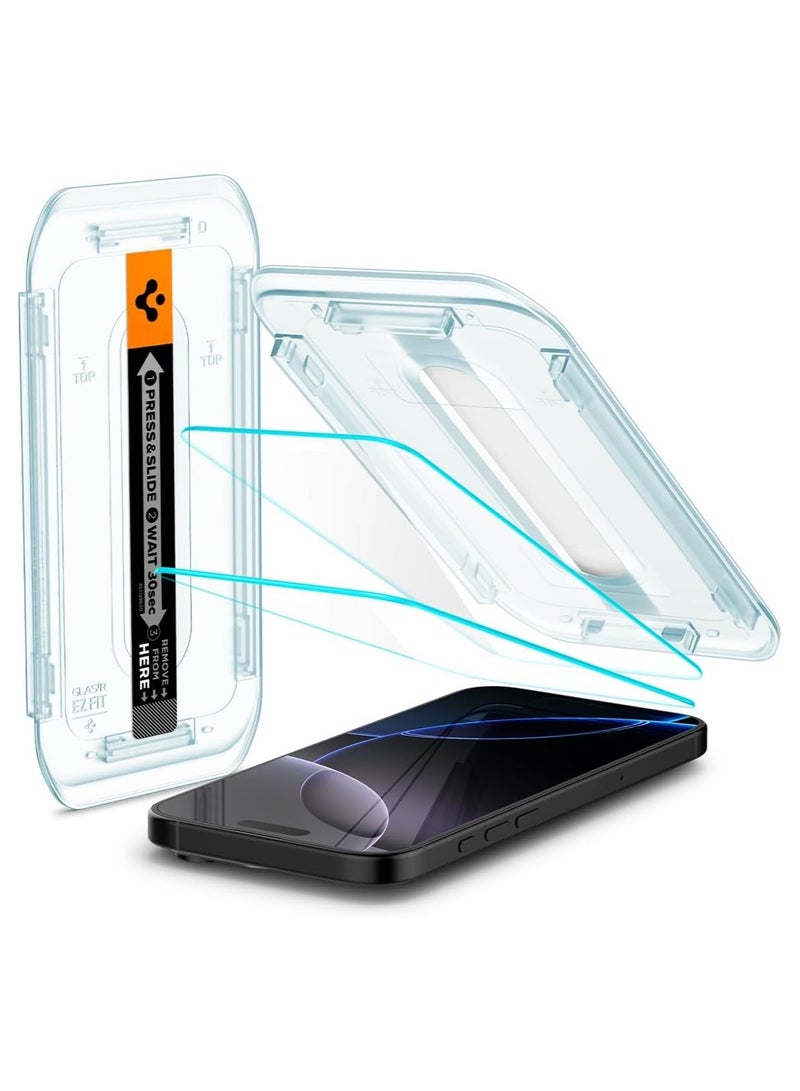 GUDOO قطعتان من واقي الشاشة GLAStR EZ FIT المصمم خصيصًا لهاتف iPhone 16 PRO (2024) من الزجاج المقوى الفاخر - جراب مناسب مع حماية المستشعر - Image 1