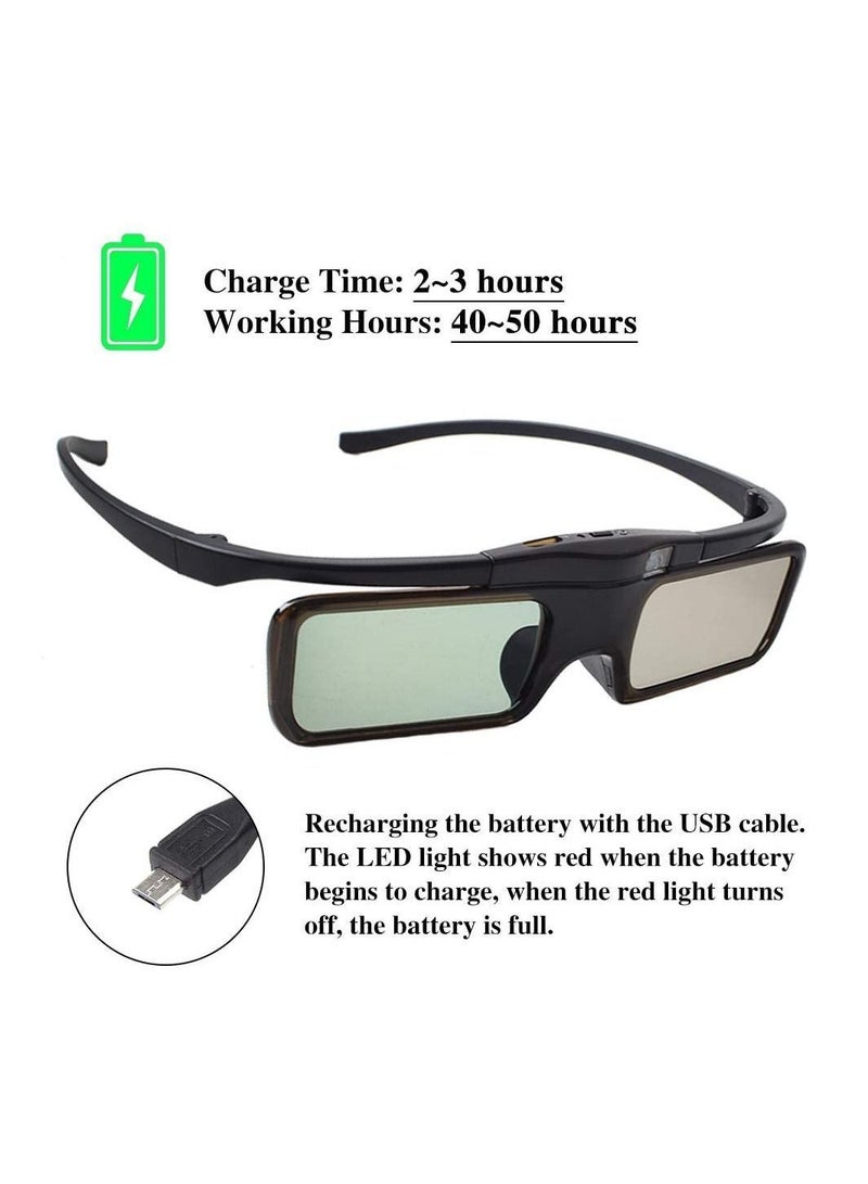 Y&D Rechargeable Active Shutter RF 3D Glasses DELFINO Glasses for Sony Epson Toshiba Sharp Compatible with TDG-BT500A SSG-5100GB AN3DG40 - Image 4