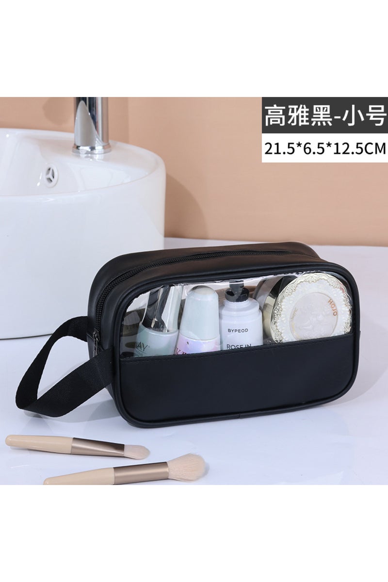 إيروريكس حقيبة مستحضرات تجميل سوداء صغيرة محمولة للسفر، حقيبة مكياج شفافة للنساء، حقيبة غسيل كبيرة السعة متعددة الاستخدامات