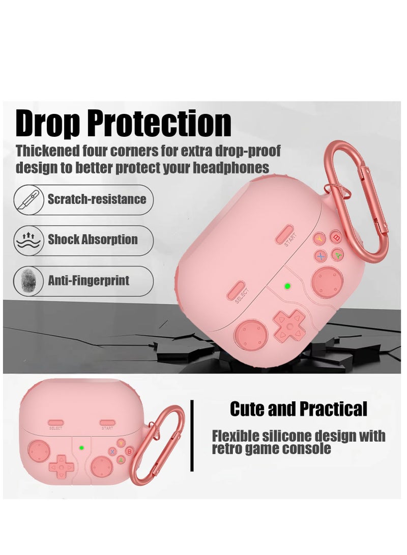 متوافق مع سامسونج غالاكسي Buds 3 / 3 برو الهاتف المحمول القضية مع سلاسل المفاتيح المحمولة لعبة تصميم الهاتف المحمول القضية دائم سيليكون القضية الواقية متوافق مع غالاكسي Buds 3 برو ( الوردي ) - Image 3