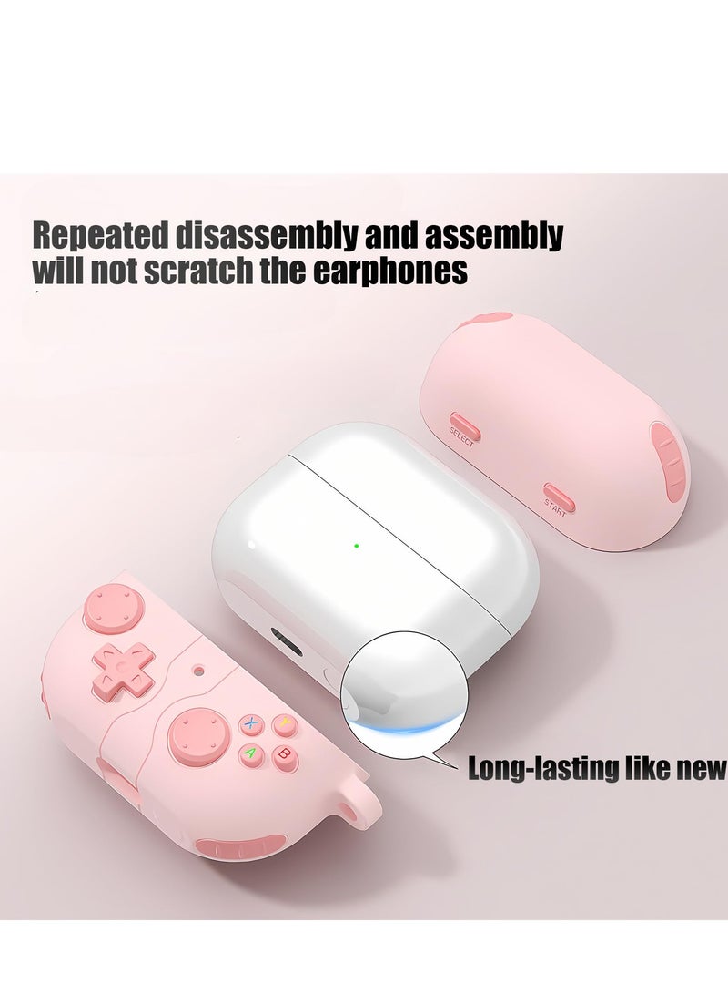 متوافق مع سامسونج غالاكسي Buds 3 / 3 برو الهاتف المحمول القضية مع سلاسل المفاتيح المحمولة لعبة تصميم الهاتف المحمول القضية دائم سيليكون القضية الواقية متوافق مع غالاكسي Buds 3 برو ( الوردي ) - Image 5