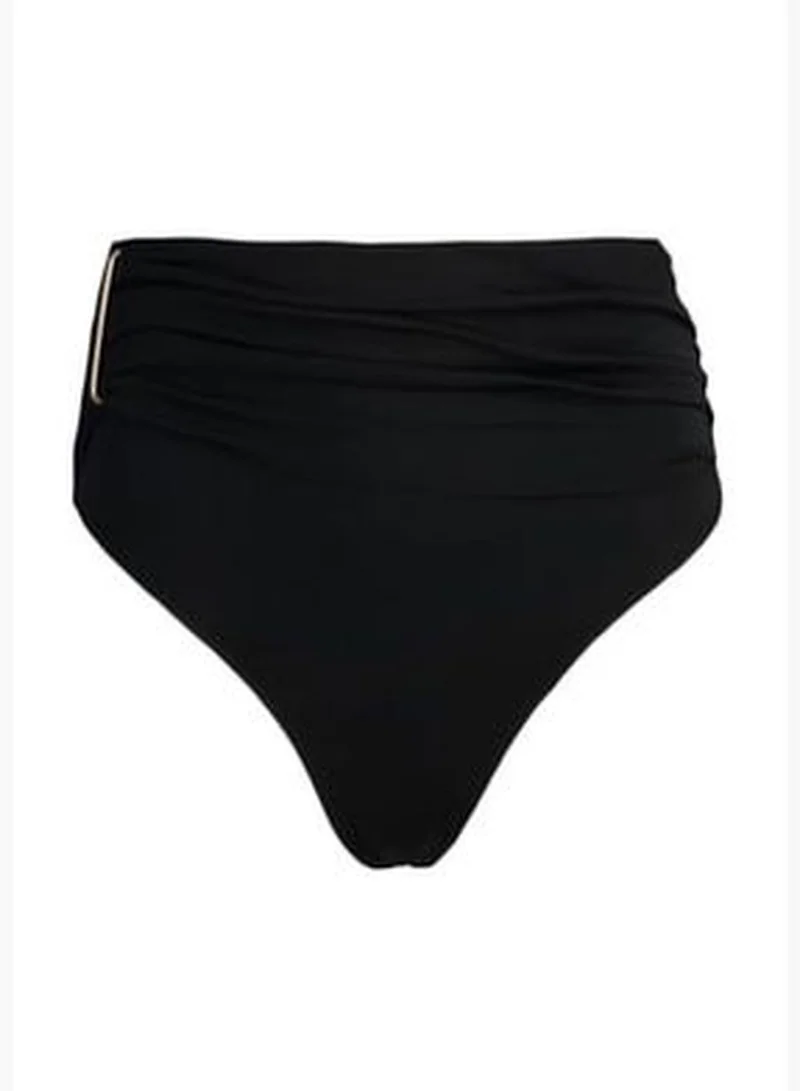 trendyol Black Accessorized High Waist Bikini Bottoms With Regular Legs TBESS23BA00197