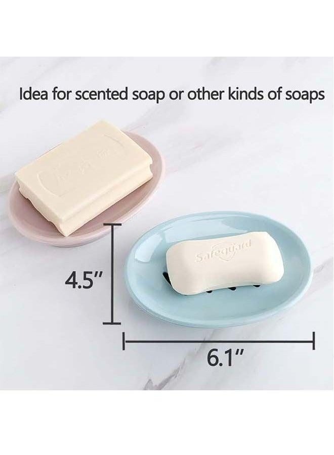 Double Layer Soap Dish holder, Ellipsoid Plastic Soap Case with Drain, for Shower Bathroom Kitchen (Pink)  - Image 3