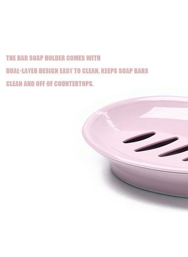 Double Layer Soap Dish holder, Ellipsoid Plastic Soap Case with Drain, for Shower Bathroom Kitchen (Pink)  - Image 5