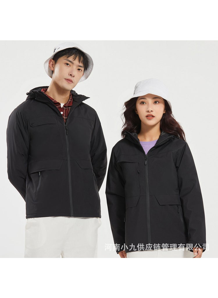 Generic - Outdoor Group Mens Cotton-Padded Jacket Windproof Warm Mountain Climbing Ski Suit Workwear Customizable Womens Same Style Navy - Image 1