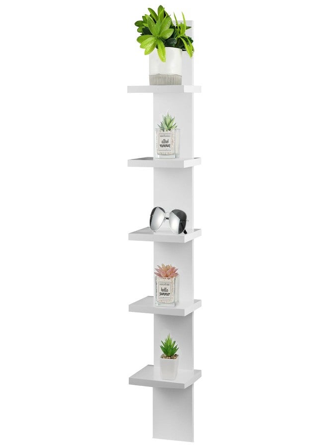 Hlimior Extended 5 Tier Wall Shelf Unit - 43.3" Length Lack Display Floating Shelf, Narrow Smooth Laminate Finish - Vertical Wall Decor Mount Floating Storage Home Decor Tall Tower Utility Shelf(White) - Image 1