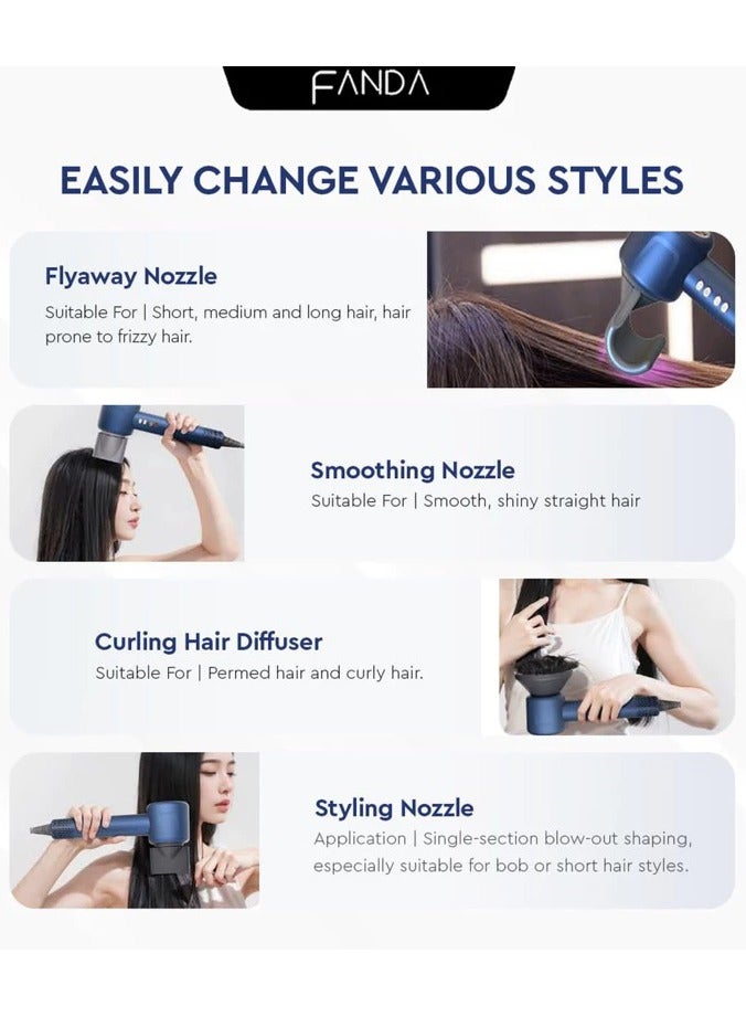 Fanda Promini High-Speed Hair Dryer – 1400W Ionic Blow Dryer, Low Noise, Smart Temperature Control - Image 3