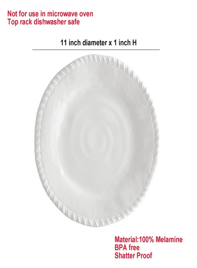 KOXIN-KARLU Melamine Plates, 11-inch Dinner Plates Dinnerware Dish, set of 6 White - Image 2