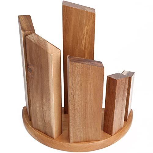Resafy Countertop Magnetic Knife Block - Double Sided Wooden Holder w/Strong Magnets,Space Saving Up to14 Knives Large Capacity Storage Stand - Image 4