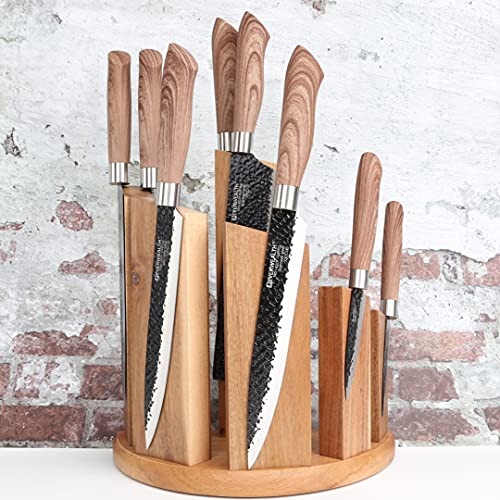 Resafy Countertop Magnetic Knife Block - Double Sided Wooden Holder w/Strong Magnets,Space Saving Up to14 Knives Large Capacity Storage Stand - Image 2