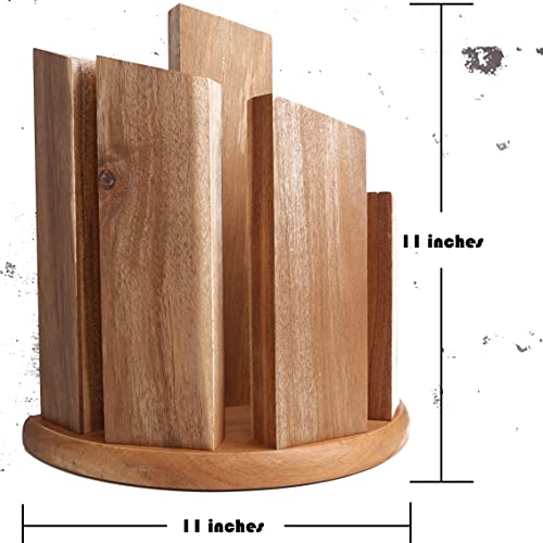 Resafy Countertop Magnetic Knife Block - Double Sided Wooden Holder w/Strong Magnets,Space Saving Up to14 Knives Large Capacity Storage Stand - Image 5