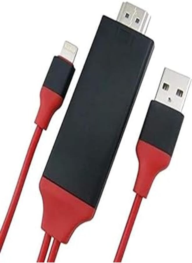 Generic 2m 8 Pin Lightning to 1080p HDMI HDTV AV TV Adapter Cable Cord For (iPhone X/7/7-Plus/6/6s-Plus & iPad Pro/Air 2/iPad Mini 4) 