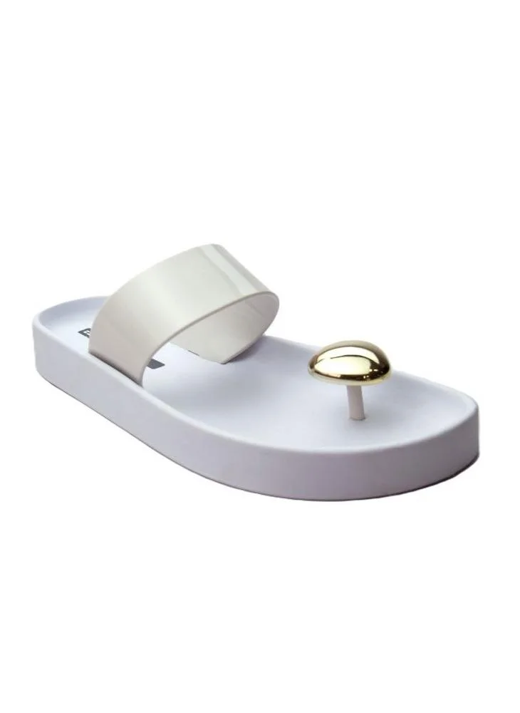 Voices Smooth Stone Women'S Anti Slip Sole  Single Strap Sandals - White