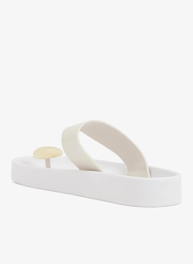 Voices Smooth Stone Women'S Anti Slip Sole  Single Strap Sandals - White