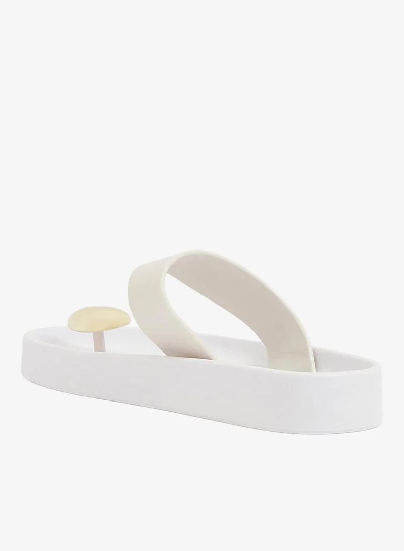Voices White-Off White-Gold Smooth Stone Women'S Anti Slip Sole  Single Strap Sandals - White for Women | Best Price UAE