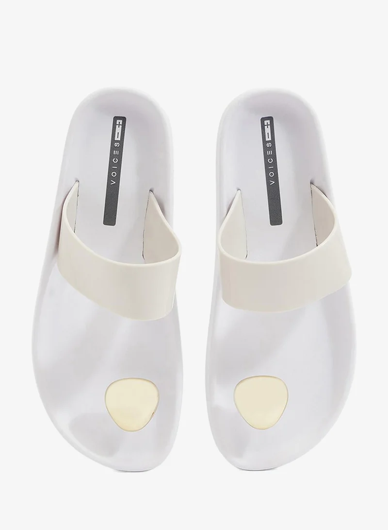 Voices White-Off White-Gold Smooth Stone Women'S Anti Slip Sole  Single Strap Sandals - White for Women | Best Price UAE