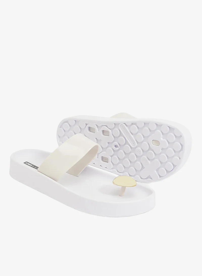 Voices White-Off White-Gold Smooth Stone Women'S Anti Slip Sole  Single Strap Sandals - White for Women | Best Price UAE