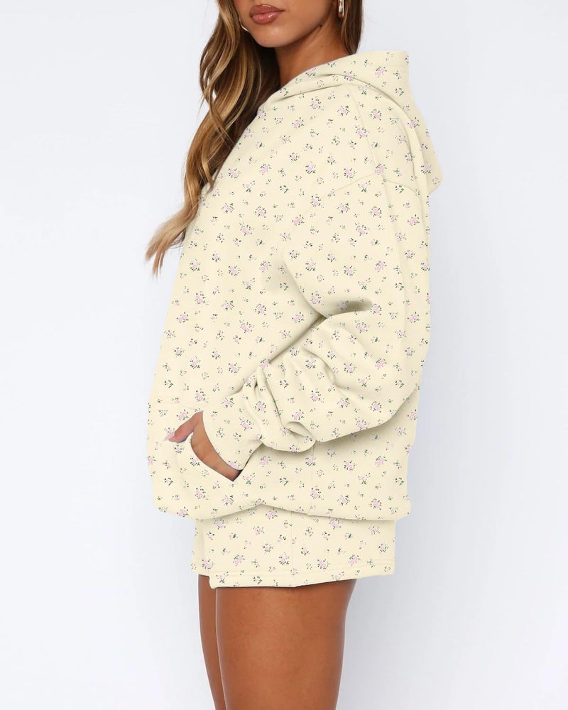 BAIGRAM Women Oversized Ditsy Floral Fleece Hoodies Snowflake Print Hooded Sweatshirt 2025 Y2K Aesthetic Fall Pullover - Image 2