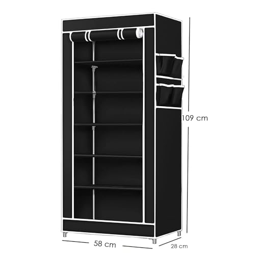Jaffix Multipurpose Baby Wardrobe/Cabinet/Multipurpose Storage Rack, Foldable, Collapsible Fabric Wardrobe Organizer for Clothes (Plastic and Non Woven Fabric) (6- Layer, Black) - Image 3