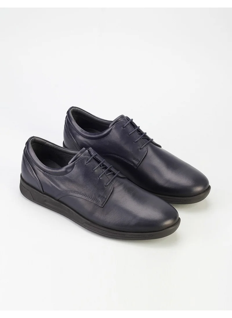 كاباني Genuine Leather Navy Blue Lace-Up Men's Casual Shoes