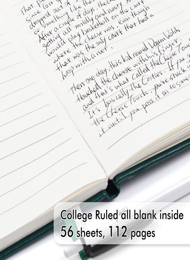 feela 3 Pack Pocket Notebook Journals with 3 Black Pens, A6 Mini Cute Small Journal Notebook Bulk Hardcover College Ruled Notepad with Pen Holder for Office School Supplies, 3.5”x 5.5”, Dark Green - Image 3