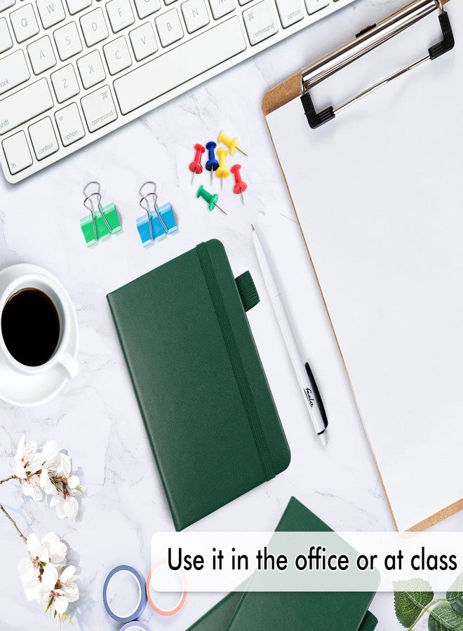 feela 3 Pack Pocket Notebook Journals with 3 Black Pens, A6 Mini Cute Small Journal Notebook Bulk Hardcover College Ruled Notepad with Pen Holder for Office School Supplies, 3.5”x 5.5”, Dark Green - Image 4