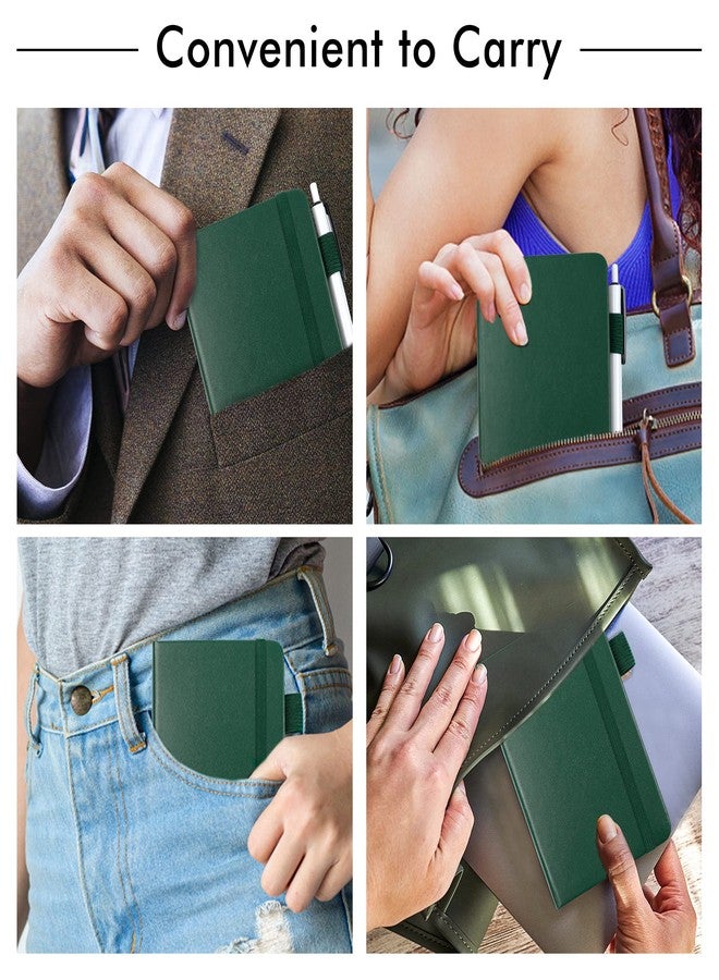 feela 3 Pack Pocket Notebook Journals with 3 Black Pens, A6 Mini Cute Small Journal Notebook Bulk Hardcover College Ruled Notepad with Pen Holder for Office School Supplies, 3.5”x 5.5”, Dark Green - Image 5